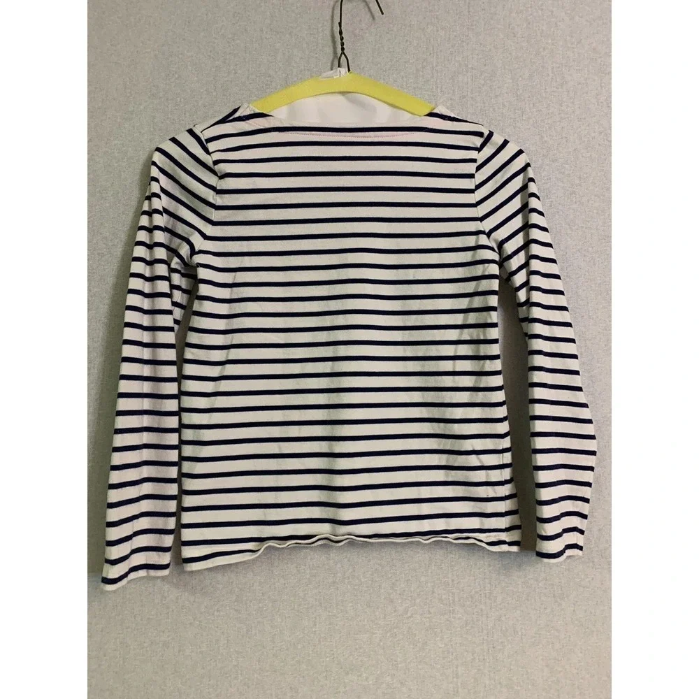 Mini Boden 2pc Outfit Set Girls 10Y Navy Stripe Sequin Top Unicorn Terry Shorts